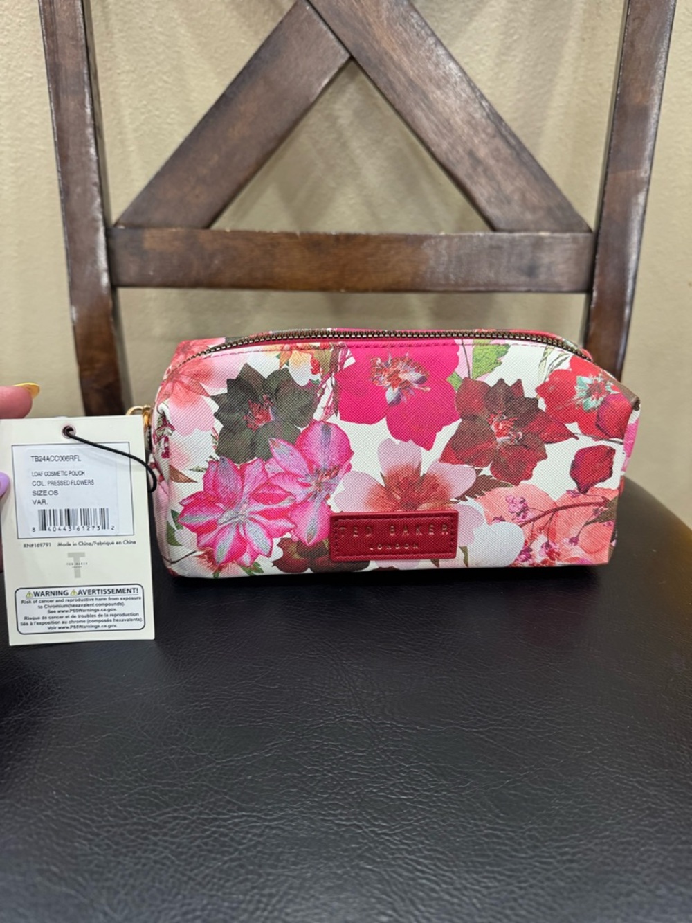 Ted Baker Pink Floral Zip Cosmetic Case
